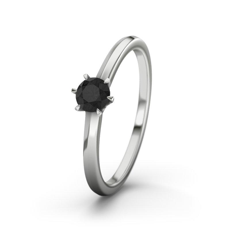 Diamant Schwarz Platinumring Córdoba, Platinum 950, von vorn