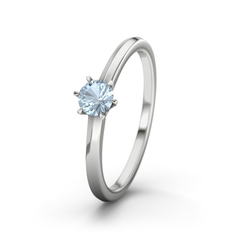 Blauer Topas Weißgoldring Córdoba, Weißgold 750, von vorn