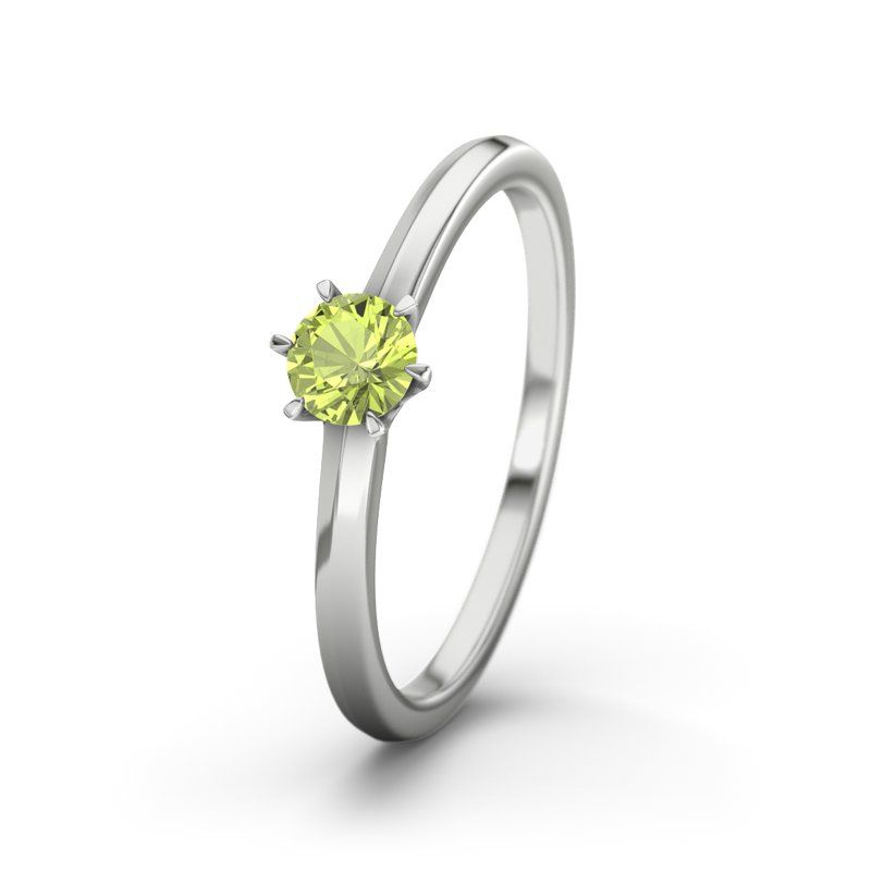 Peridot Weißgoldring Córdoba, Weißgold 750, von vorn