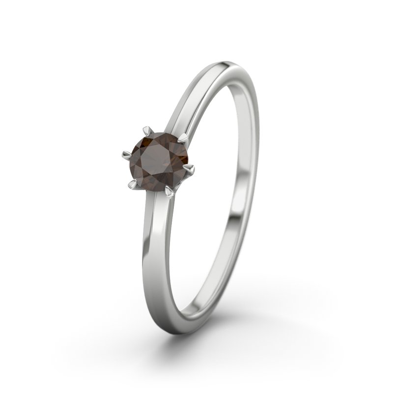 Rauchquarz Weißgoldring Córdoba, Weißgold 750, von vorn