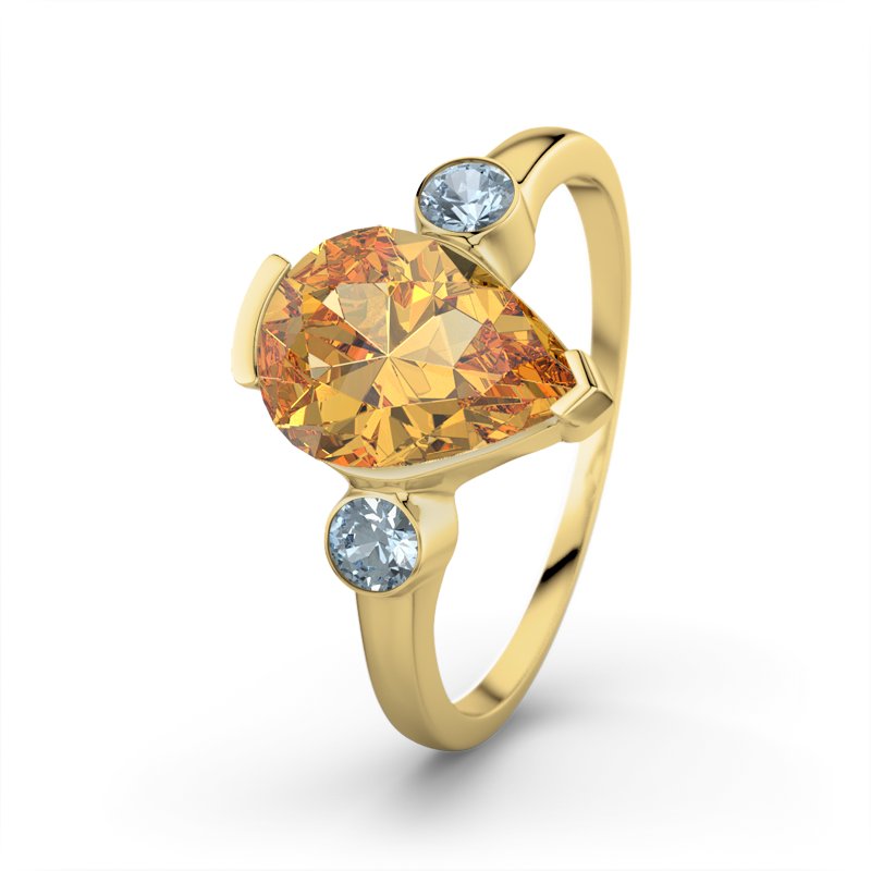 Citrin Gelbgoldring Daniela, Gelbgold 375, von vorn