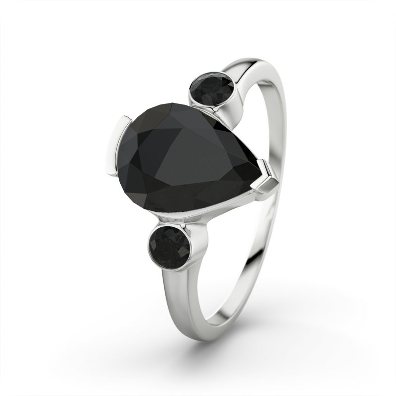 Schwarzer Achat Sterlingsilberring Daniela, Sterlingsilber 925, von vorn