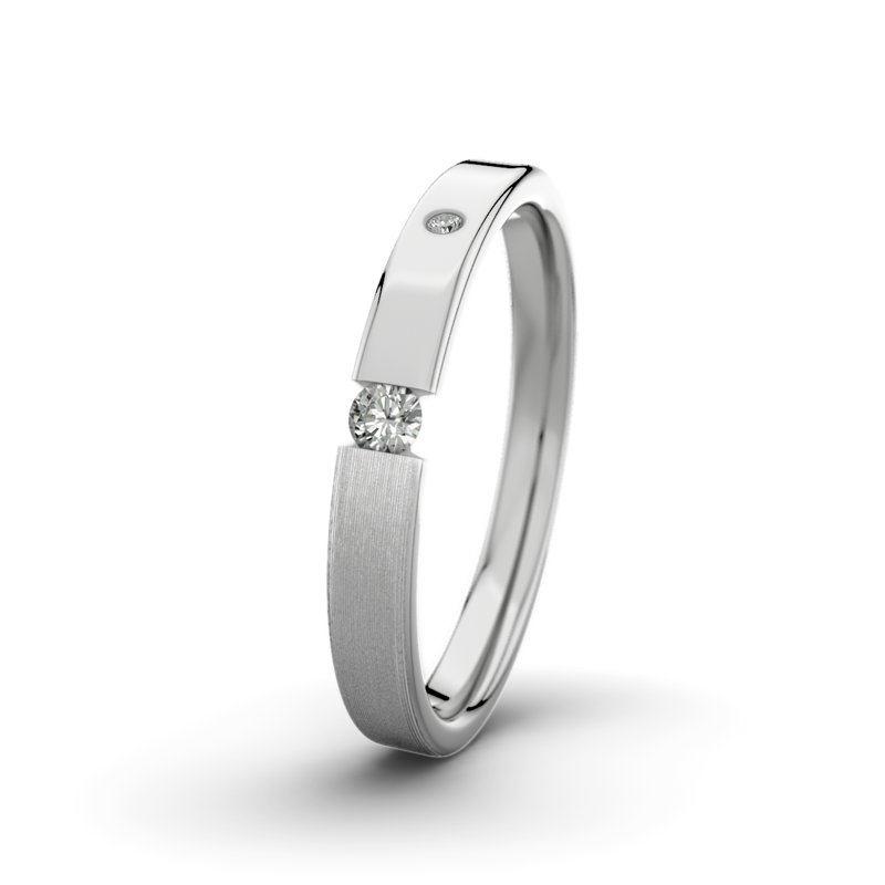 Diamantring David M3 P1, Palladium 585 längsmatt, von vorn