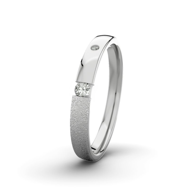 Diamantring David M3 P3, Palladium 585 Sandmattgrob, von vorn