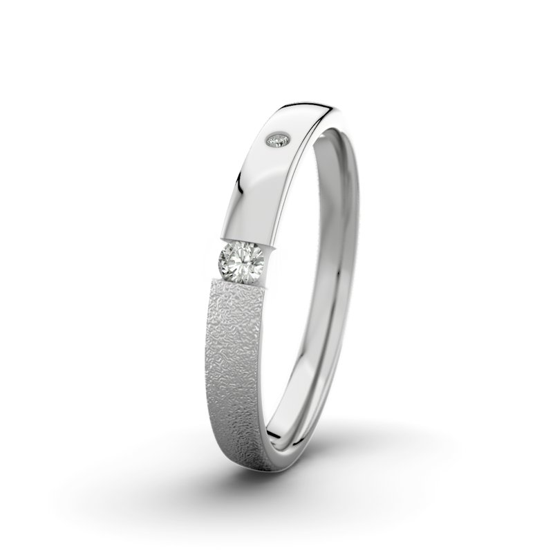 Diamantring David M3 P3, Platinum 600 Sandmattgrob, von vorn