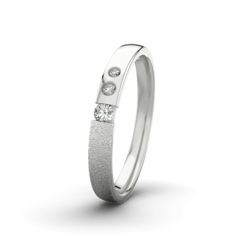 Diamantring David M3 P3, Sterlingsilber 925 Sandmattgrob, von vorn