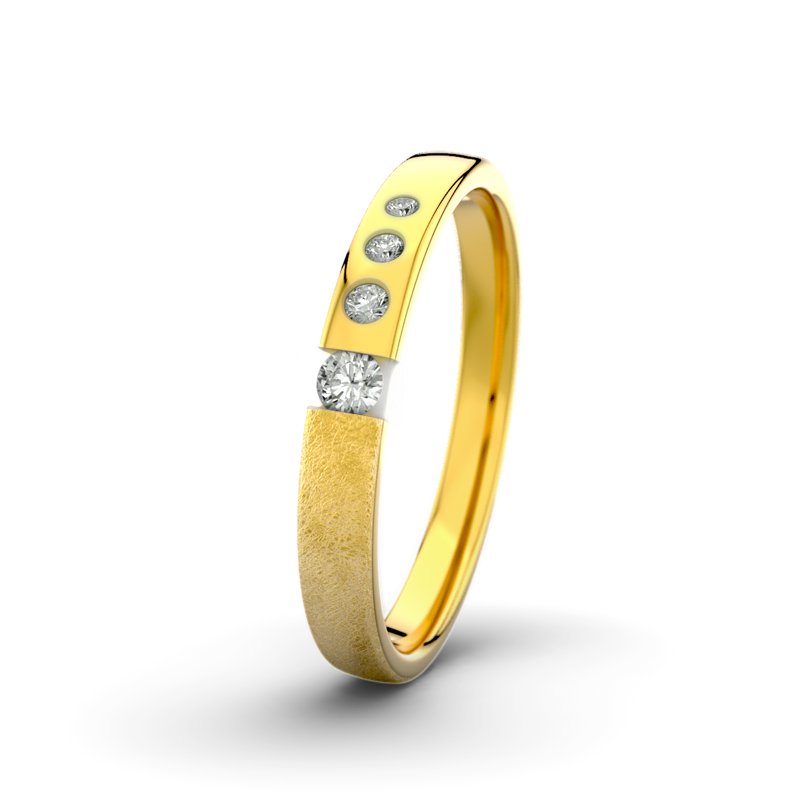 Diamantring David M3 P4, Gelbgold 375 eismatt, von vorn