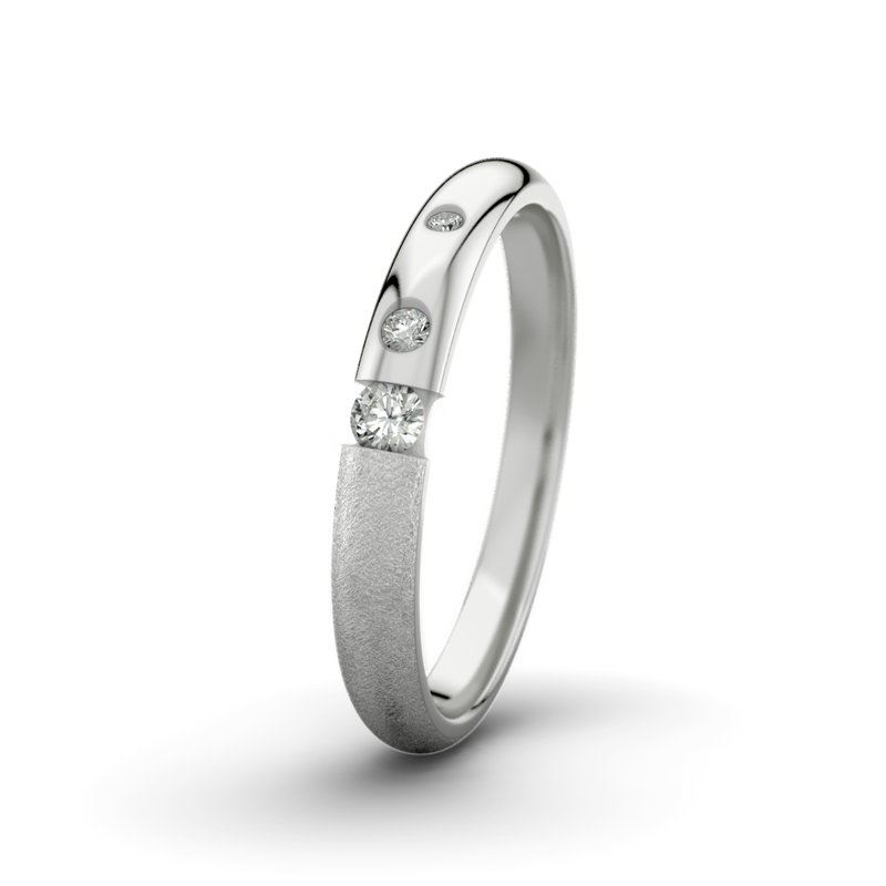 Diamantring David M3 P5, Sterlingsilber 925 eismatt, von vorn