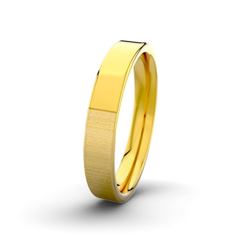 Kein Stein Gelbgold quermattring David M4 P1, Gelbgold 375 quermatt, von vorn