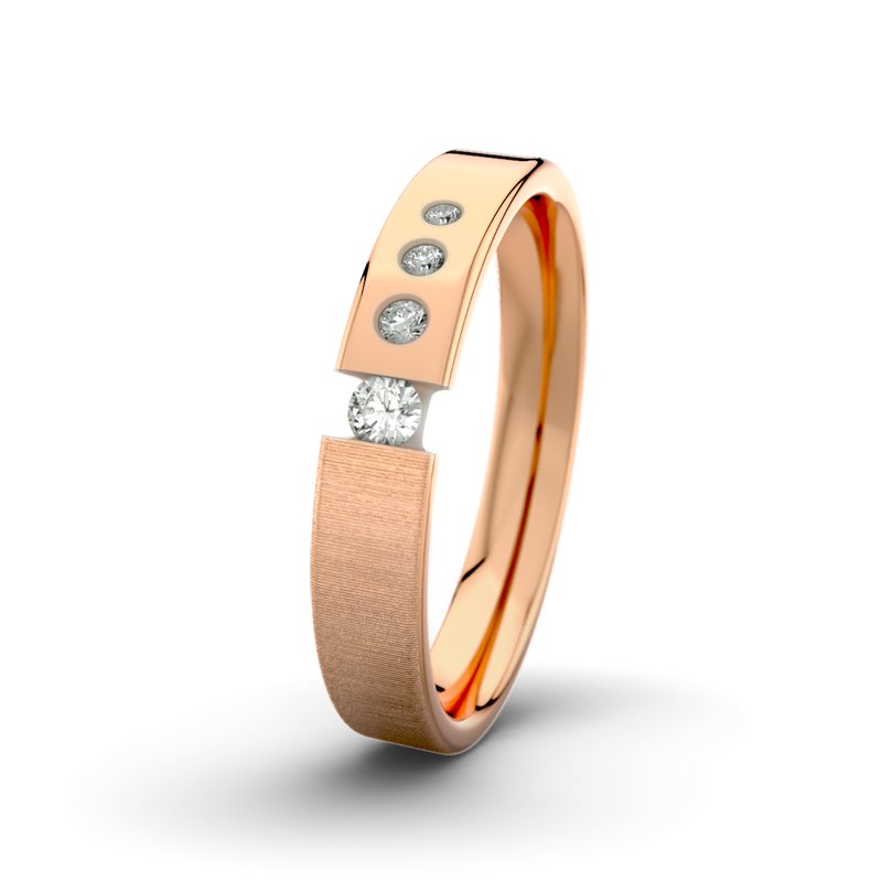 Diamantring David M4 P1, Rotgold 585 quermatt, von vorn