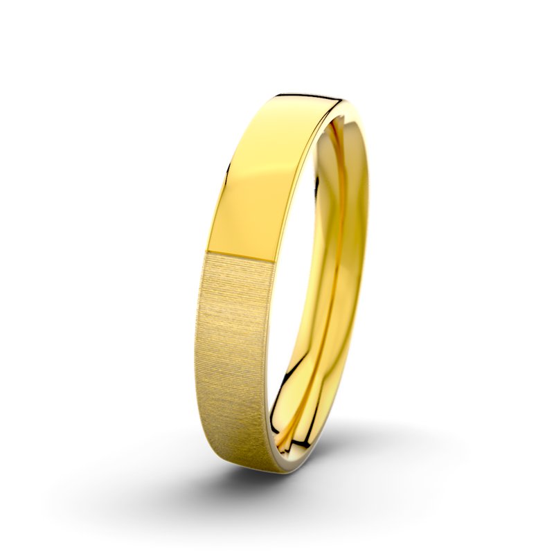Kein Stein Gelbgold quermattring David M4 P2, Gelbgold 375 quermatt, von vorn