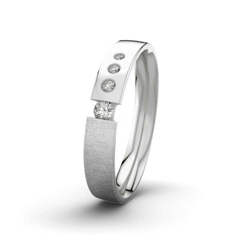 Diamantring David M4 P2, Sterlingsilber 925 quermatt, von vorn