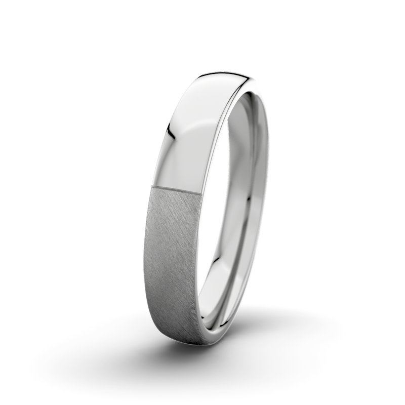 Kein Stein Platinum Schrägmattring David M4 P3, Platinum 950 Schrägmatt, von vorn