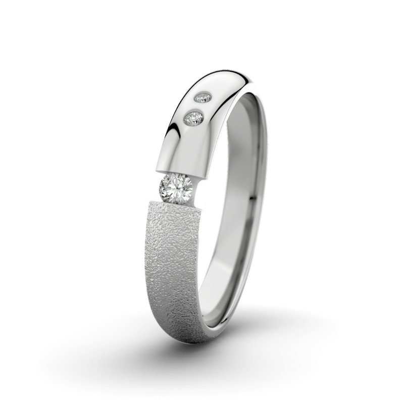 Diamantring David M4 P5, Platinum 600 Sandmattgrob, von vorn