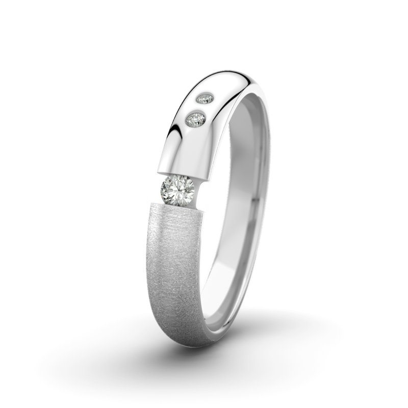 Diamantring David M4 P5, Weißgold 585 quermatt, von vorn