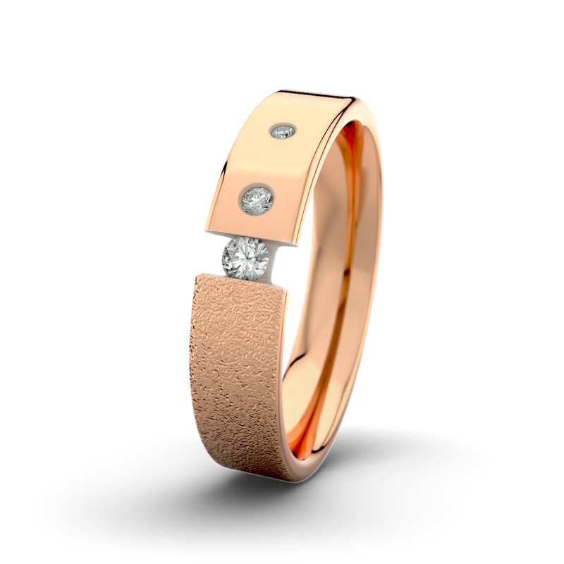 Diamantring David M5 P1, Rotgold 585 Sandmattgrob, von vorn
