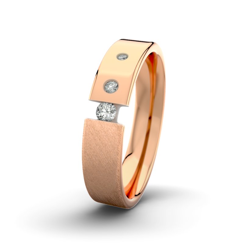 Diamantring David M5 P1, Rotgold 750 Schrägmatt, von vorn