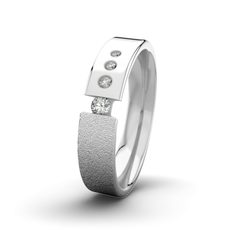 Diamantring David M5 P1, Weißgold 375 Sandmattgrob, von vorn