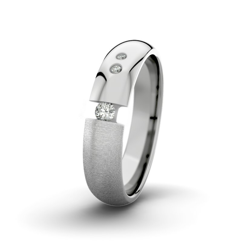 Diamantring David M5 P5, Platinum 600 quermatt, von vorn