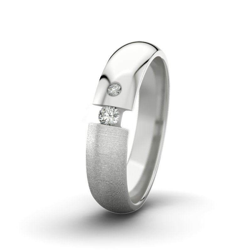 Diamantring David M5 P5, Sterlingsilber 925 quermatt, von vorn