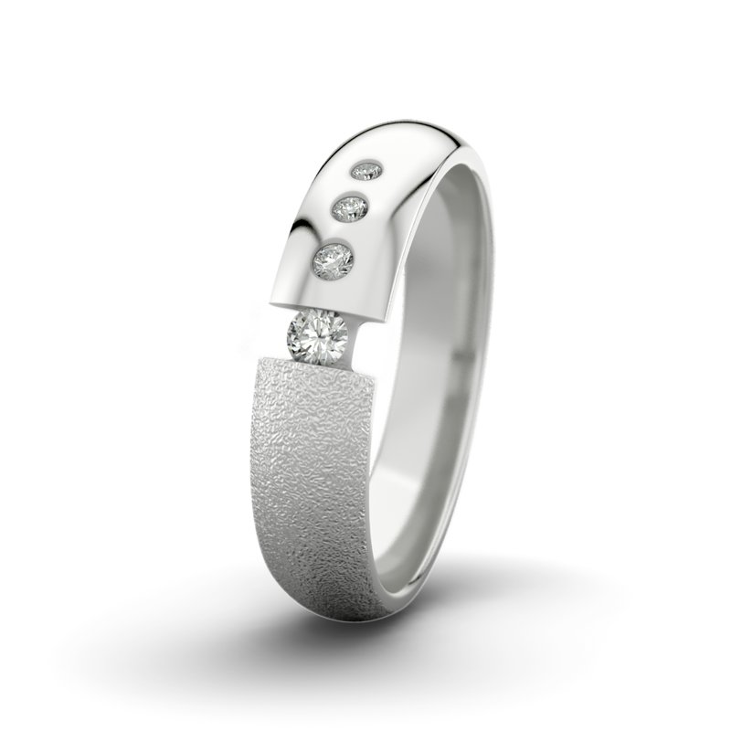 Diamantring David M5 P5, Sterlingsilber 925 Sandmattgrob, von vorn