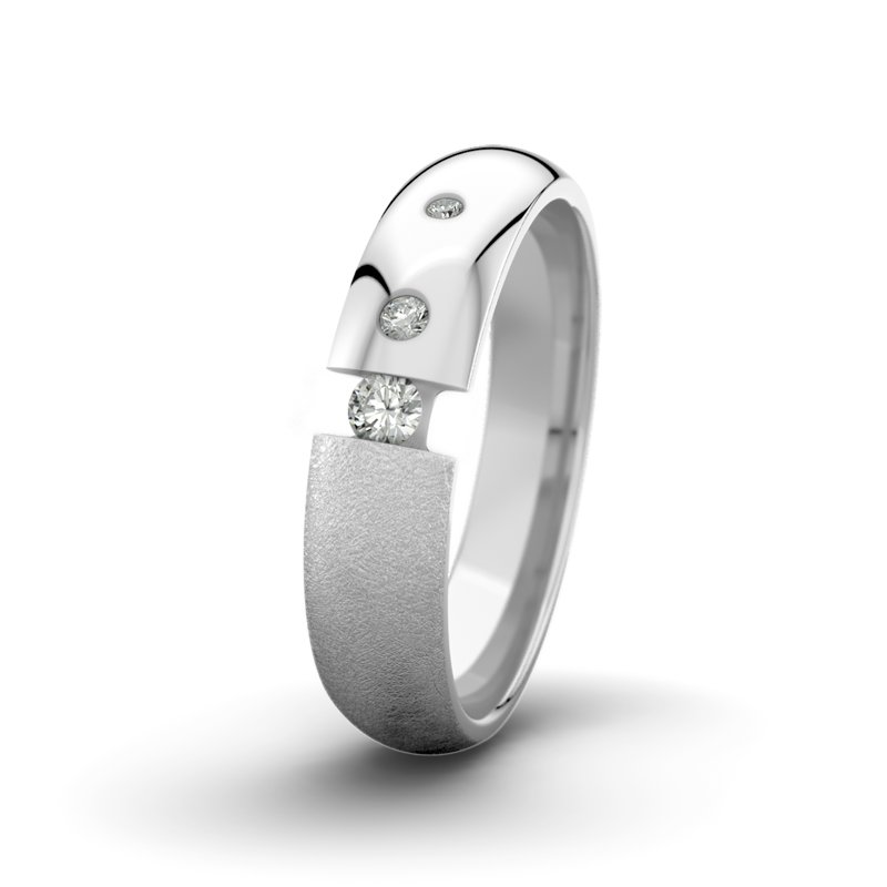 Diamantring David M5 P5, Weißgold 375 eismatt, von vorn