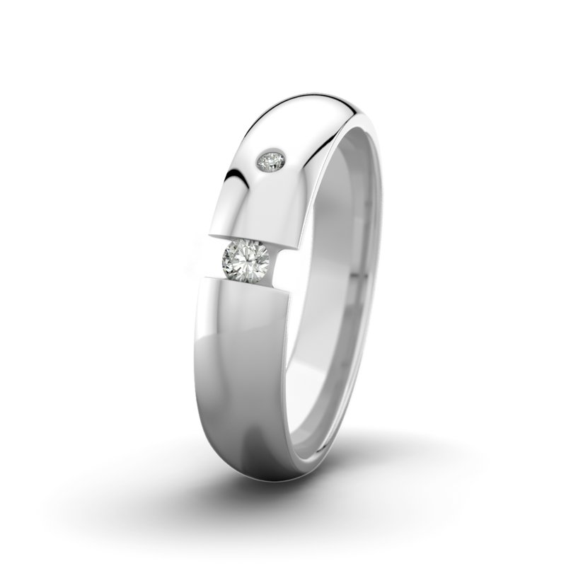 Diamantring David M5 P5, Weißgold 375 poliert, von vorn