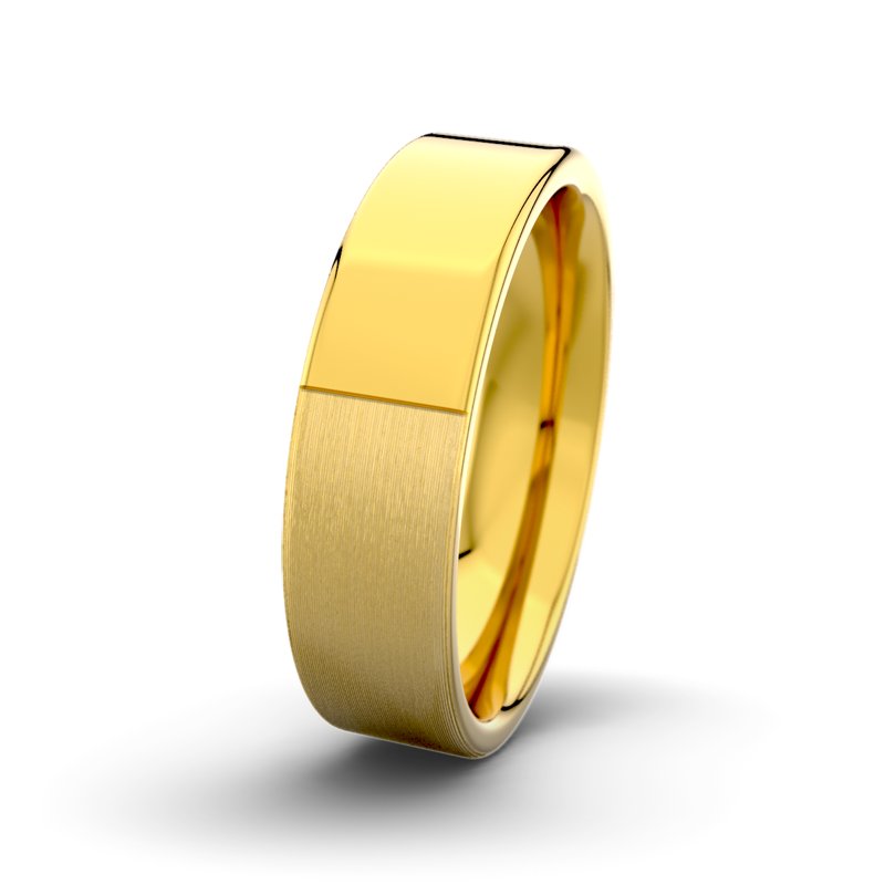Kein Stein Gelbgold längsmattring David M6 P1, Gelbgold 585 längsmatt, von vorn