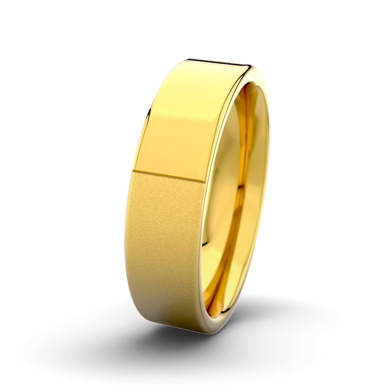 Kein Stein Gelbgold Sandmattfeinring David M6 P1, Gelbgold 750 Sandmattfein, von vorn