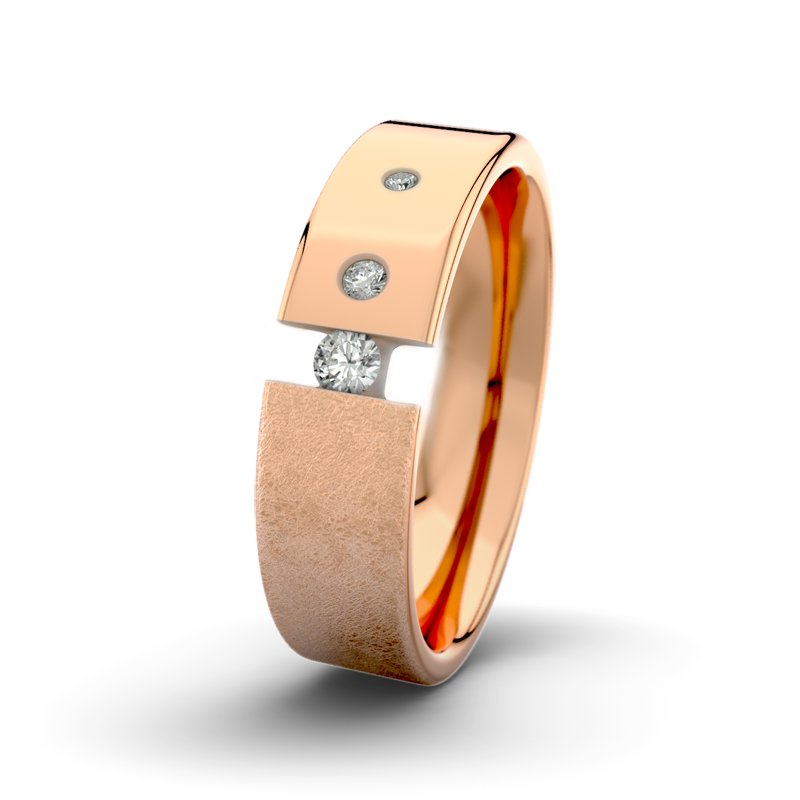 Diamantring David M6 P1, Rotgold 585 eismatt, von vorn