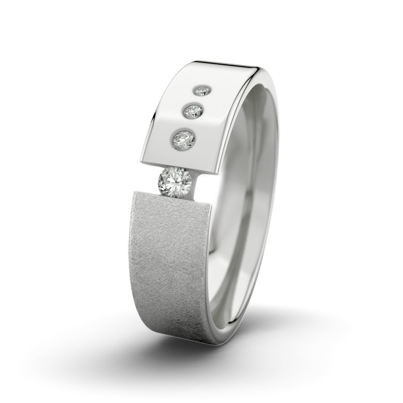 Diamantring David M6 P1, Sterlingsilber 925 eismatt, von vorn