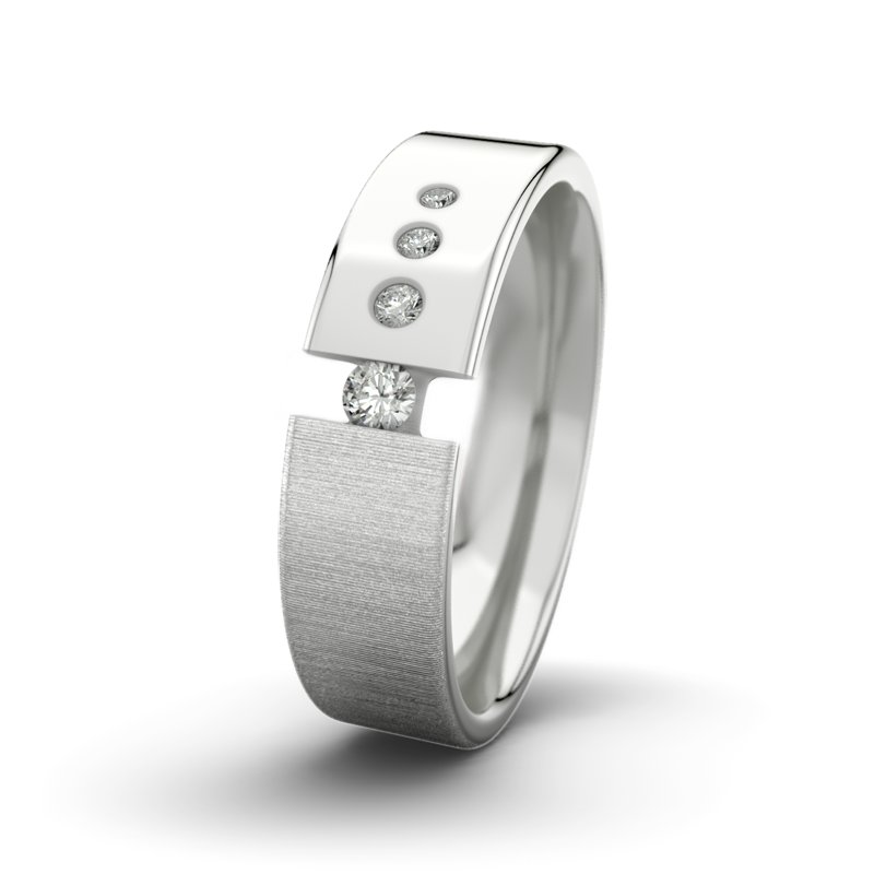 Diamantring David M6 P1, Sterlingsilber 925 quermatt, von vorn