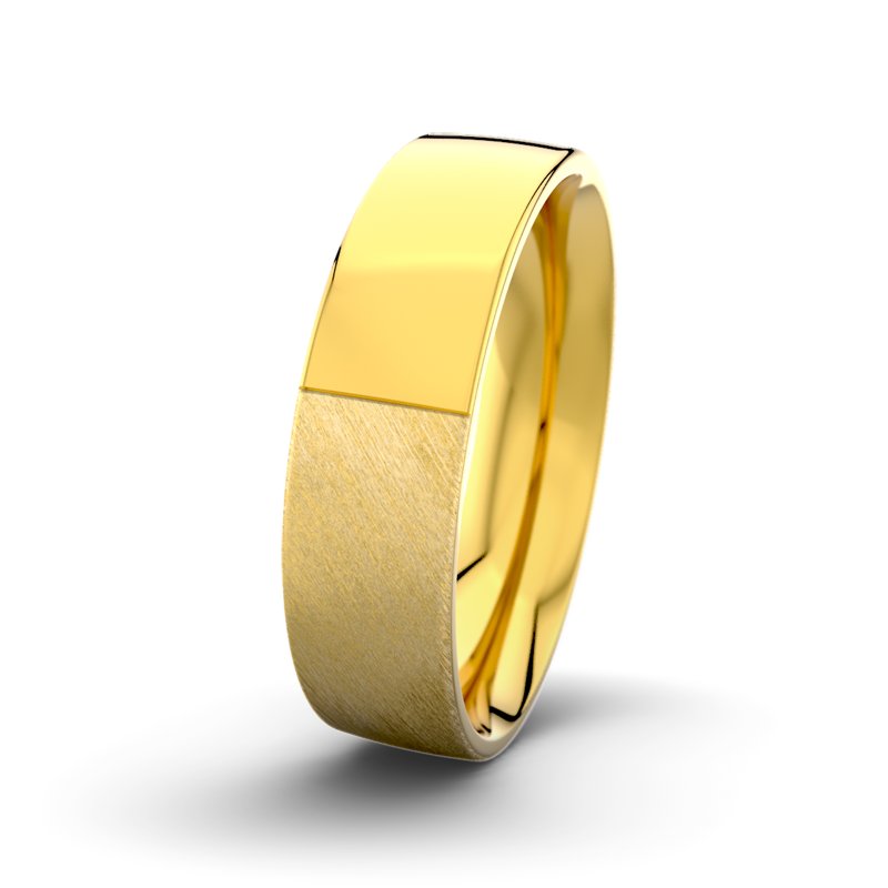 Kein Stein Gelbgold Schrägmattring David M6 P2, Gelbgold 375 Schrägmatt, von vorn