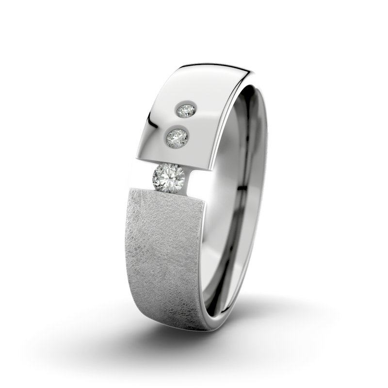 Diamantring David M6 P3, Palladium 950 eismatt, von vorn