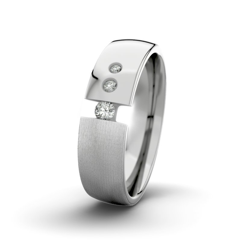 Diamantring David M6 P3, Palladium 585 längsmatt, von vorn