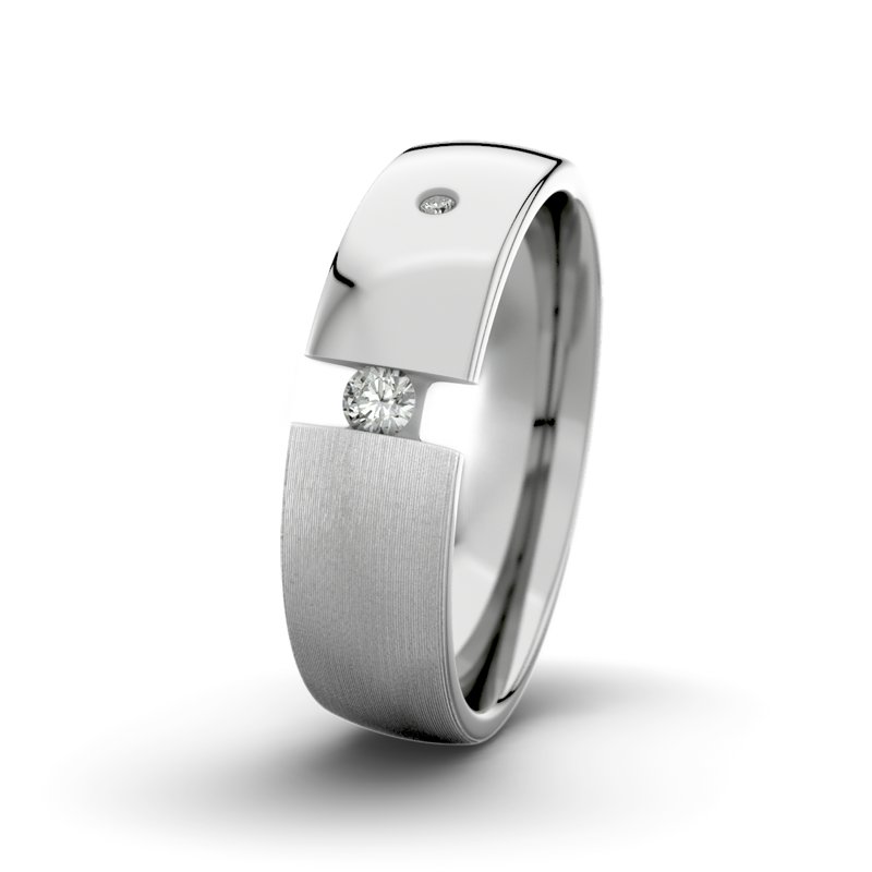 Diamantring David M6 P3, Palladium 585 längsmatt, von vorn
