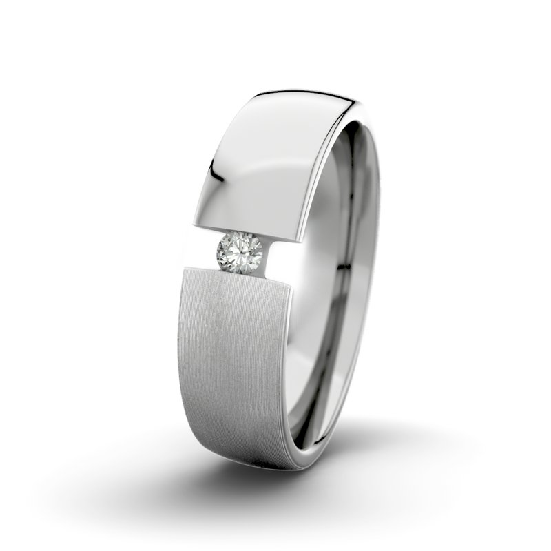 Diamantring David M6 P3, Platinum 600 längsmatt, von vorn