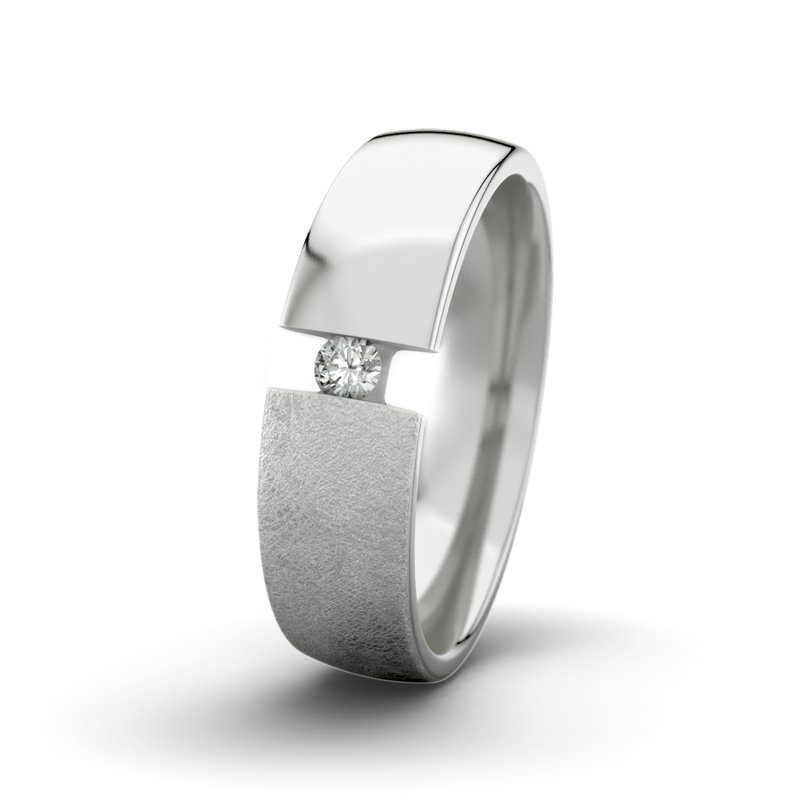 Diamantring David M6 P3, Sterlingsilber 925 eismatt, von vorn