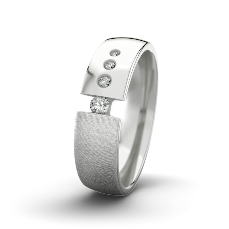 Diamantring David M6 P3, Sterlingsilber 925 quermatt, von vorn