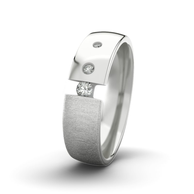 Diamantring David M6 P3, Sterlingsilber 925 quermatt, von vorn