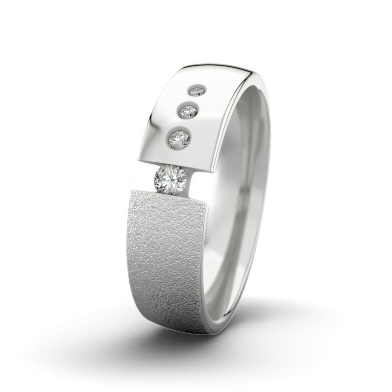 Diamantring David M6 P3, Sterlingsilber 925 Sandmattgrob, von vorn