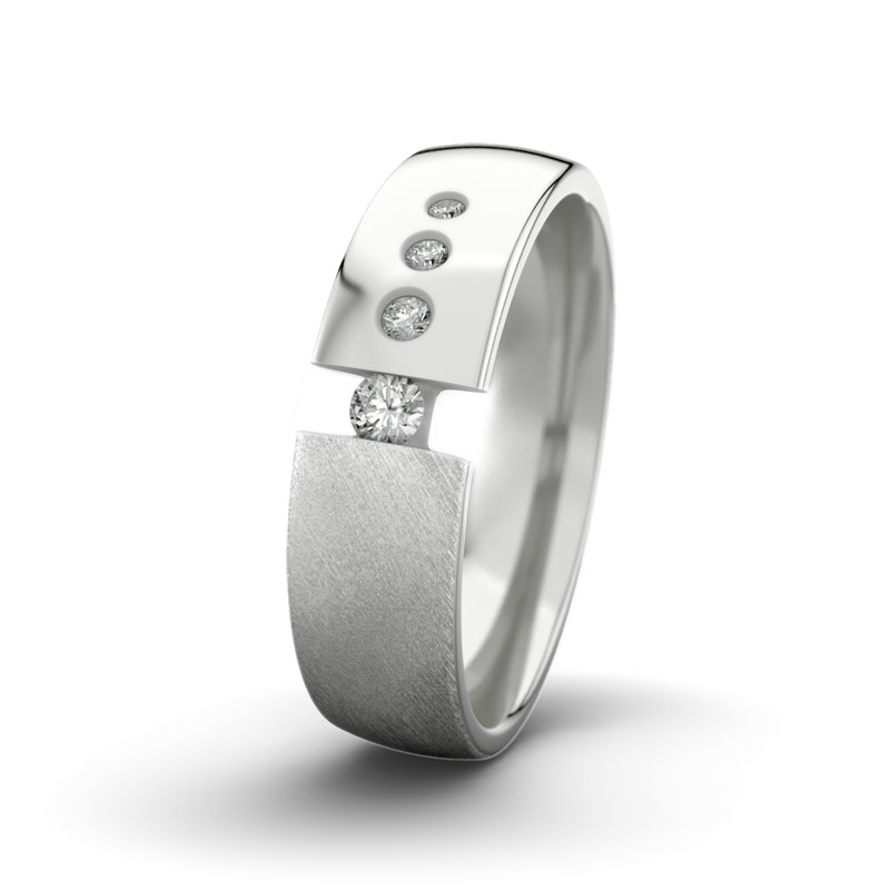 Diamantring David M6 P3, Sterlingsilber 925 Schrägmatt, von vorn