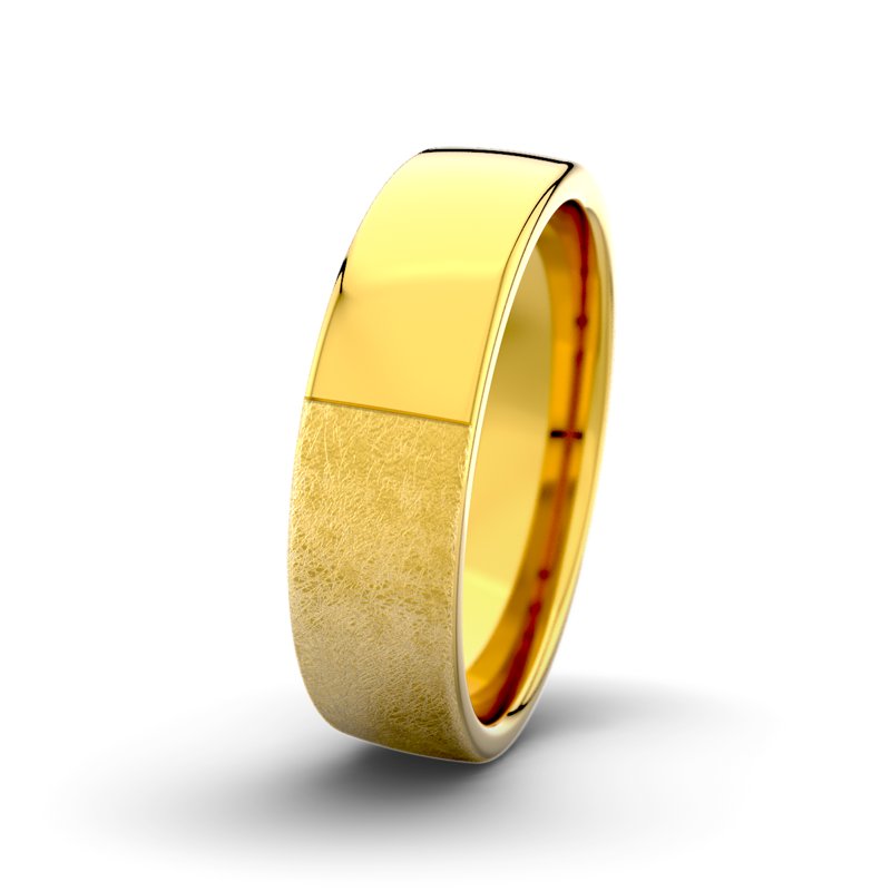 Kein Stein Gelbgold eismattring David M6 P4, Gelbgold 375 eismatt, von vorn