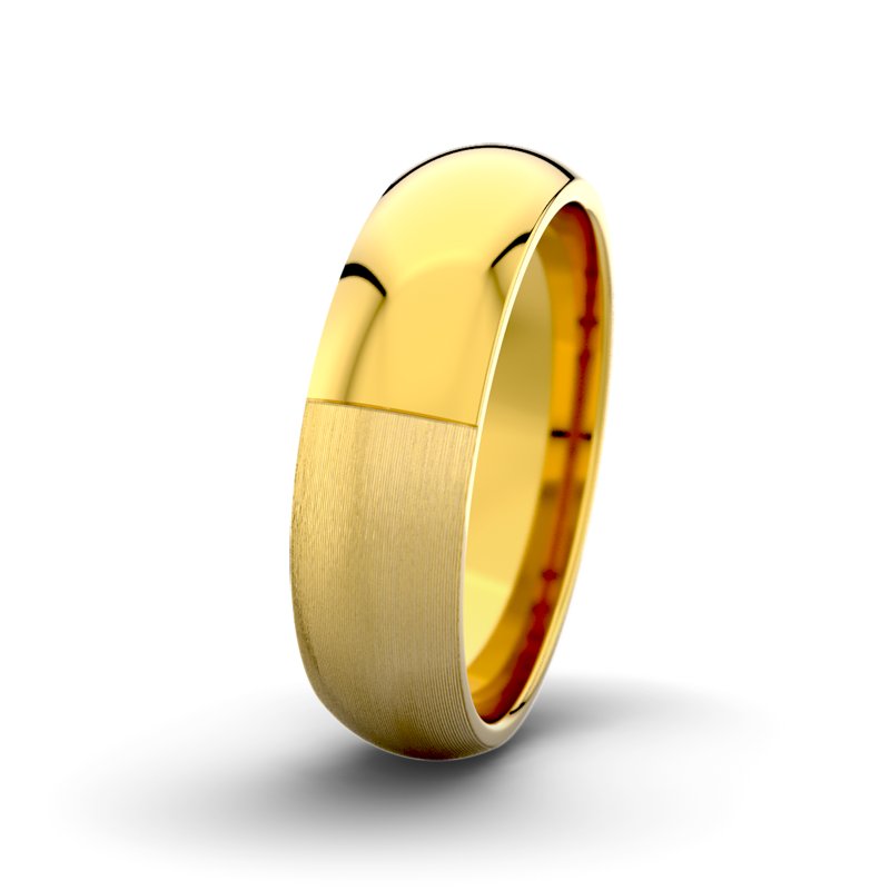 Kein Stein Gelbgold längsmattring David M6 P5, Gelbgold 375 längsmatt, von vorn