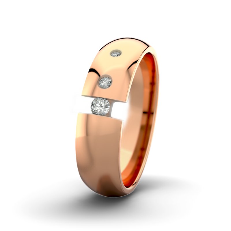 Diamantring David M6 P5, Rotgold 585 poliert, von vorn