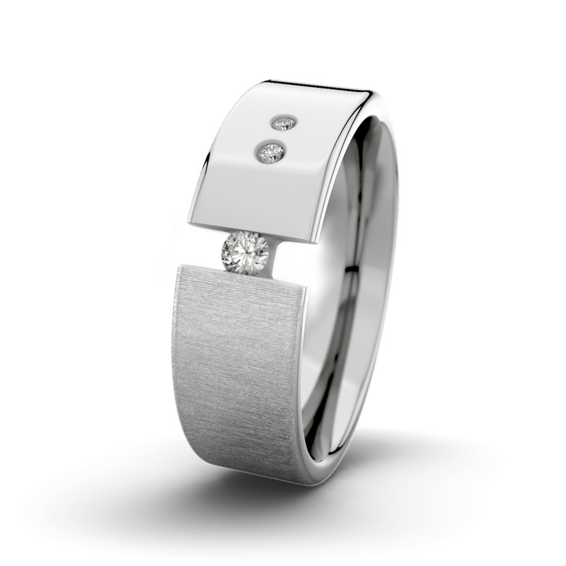 Diamantring David M7 P1, Platinum 600 quermatt, von vorn
