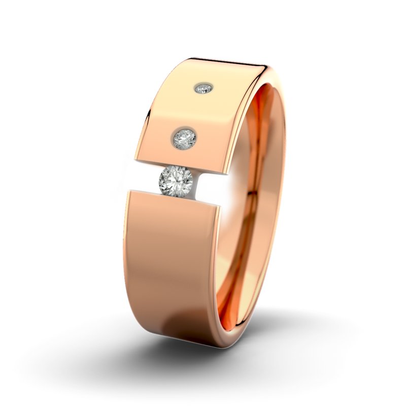 Diamantring David M7 P1, Rotgold 585 poliert, von vorn