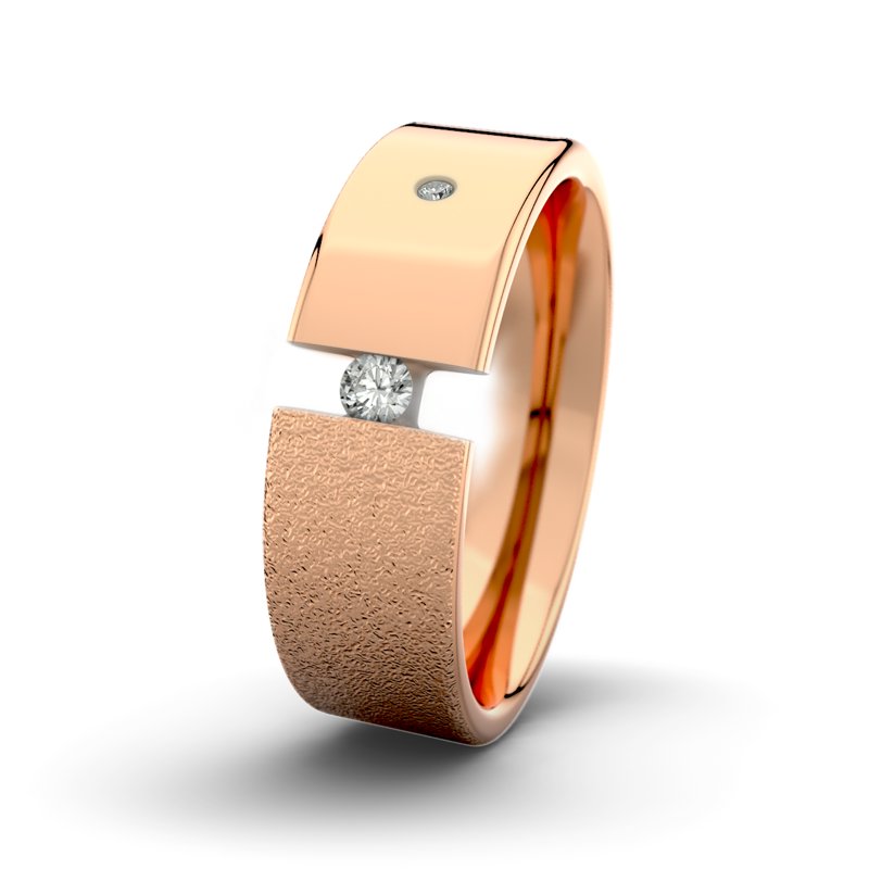 Diamantring David M7 P1, Rotgold 750 Sandmattgrob, von vorn