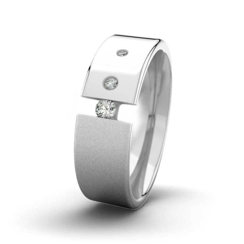 Diamantring David M7 P1, Weißgold 750 Sandmattfein, von vorn