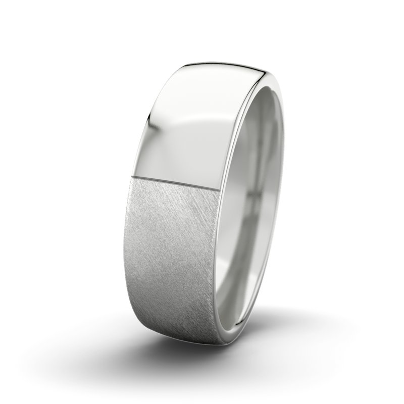 Kein Stein Sterlingsilber Schrägmattring David M7 P3, Sterlingsilber 925 Schrägmatt, von vorn
